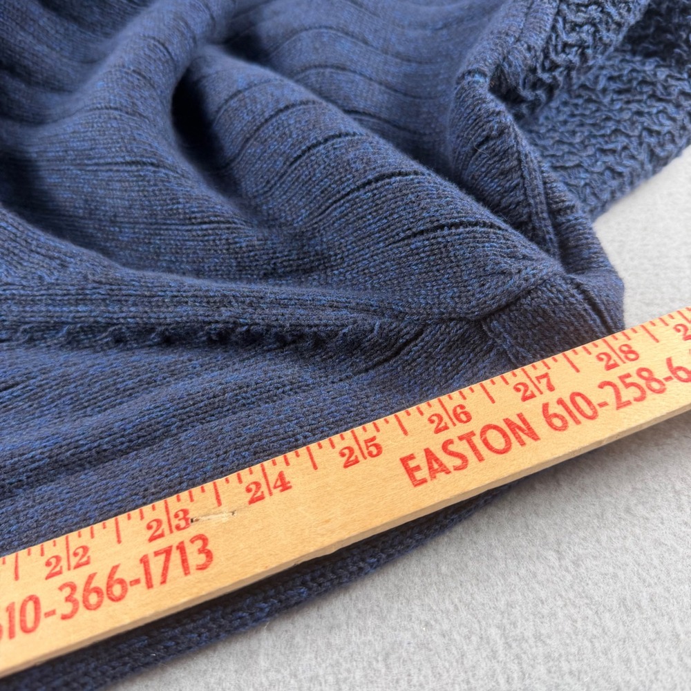 Tasso Elba Mens XL Navy Blue Cotton Ribbed Shawl Collar Button Sweater Pullover - Picture 5 of 7